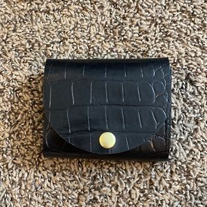Teddi Joelle Trifold Mini Wallet in Black croc
